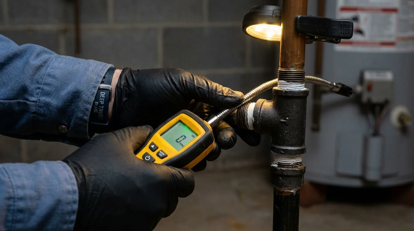 Gas leak detection with electronic sniffer by Johns Plumbing LLC in Violet